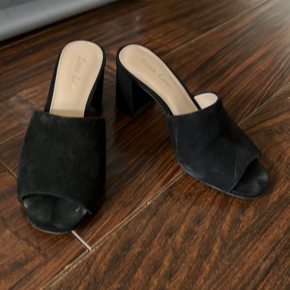 Black Suede Classic 2.5” Block Heel Mules